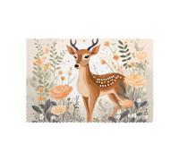 Little Fresh Deer Placemats 6-Piece Set - 12"x18" Hotel Banquet Table Mats, Suitable for Restaurant, Home, Party Decoration