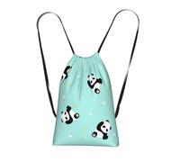 Little Fresh Floral Panda Reusable Drawstring Backpack â€“ Full-Print Foldable Storage Bag, Ultra-Lightweight 14l Polyester Travel & Shopping Tote With Compact 6Ã-10cm Pouch-In-Pouch Design