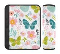 Little Fresh Safari Butterfly Floral 2 Pack car seat Strap Covers, Protects Your Neck and Shoulders, seat Belt Cover for Truck Airplane Airplane 10x7.7 in forro para cinturon de