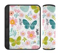 Little Fresh Safari Butterfly Floral 2 pcs seat Belt Padded Cover Release Stress to Your Neck and Shoulders for Most Cars forro para cinturon de seguridad