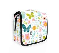 Little Fresh Safari Butterfly Floral Toiletry Bag with hanging hook Portable Capacity Travel Cosmetic Bag Travel-Size Accessories
