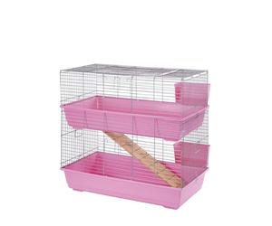 Little Friends Double Tier Rabbit Cage, 100 cm, Pink