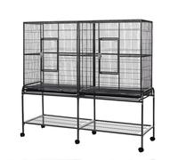 Little Friends Elegance Double Metal Large Flight Bird Cage, Grey