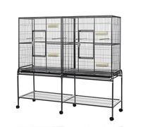 Little Friends Elegance Double Metal Large Flight Bird Cage, Grey