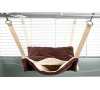 Fluffy Lined Pouch Hammock for Ferret Chinchilla Bed Toy House Luxury Chocolate