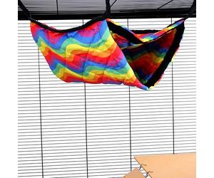 Little Friends Giant Double Bunkbed Hammock - Soft Hanging Bed for Rats, Ferrets, Chinchillas & Small Animals - Dual Layer Cosy Cage Accessory - Rainbow Waves