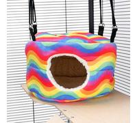 Little Friends HUGE Rodent-Hive Hammock Toy for Rats, Ferrets, Chinchillas - Soft Hanging Cave Bed - 30 x 30 x 25 cm - Rainbow Waves