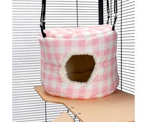 Little Friends HUGE Rodent-Hive Hammock Toy for Rats, Ferrets, Chinchillas - Soft Hanging Cave Bed - 30 x 30 x 25 cm - Pink Gingham
