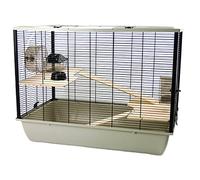Little Friends Langham Tall Rat and Hamster Cage with Two Floors, 77 x 47 x 58 cm, Silver/ Black