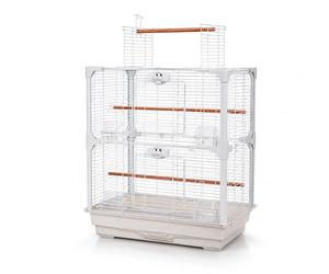 Little Friends OpenSky Bird Cage for Budgies, Canaries, Finches & Cockatiels - White Double-Door Top-Opening Cage with Play Perch, 66 x 35 x 90 cm