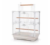 Little Friends OpenSky Bird Cage for Budgies, Canaries, Finches & Cockatiels - White Double-Door Top-Opening Cage with Play Perch, 66 x 35 x 90 cm