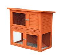 Outdoor Rabbit Hutch | 2-Tier Pent Roof Guinea Pig Cage | Wooden Small Animal Home | Medium - 104 x 52 x 92 cm