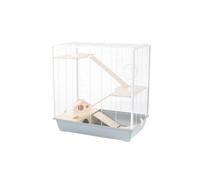 Little Friends Plaza Rat & Hamster Cage, 78x48x80cm, Grey/White | Soft pastel grey with crisp white bars - a stylish upgrade that suits any room in the house