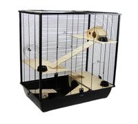 Hamster & Rat Cage 78cm x 48cm x 80cm - Plaza Tall Multi-Level Black | Little Friends