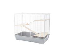 Little Friends Plaza XL Rat & Hamster Cage, 100x54x83cm, Grey/White | Soft pastel grey with crisp white bars - a stylish upgrade that suits any room in the house