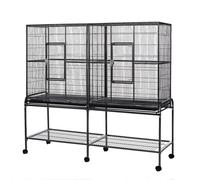 Little Friends Elegance Double Metal Large Flight Bird Cage, Grey