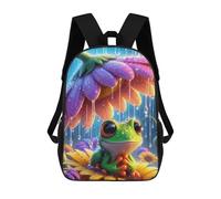 Little Frog on The Flower Backpack for Women Men 17 Inch Laptop Bag | Casual Daypack Carry on Backpacks Waterproof Black Bookbag Work Travel Computer Backpacks
