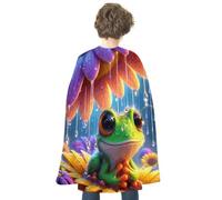 Little Frog on The Flower Halloween Cape for Women Men Dress Up Accessory | Reversible Red & Personalized Satin Cloak Full Length Cloak Spooky Vampire Witch Cosplay Costume for Christmas, Party, Stage
