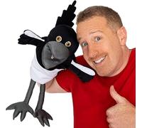 Little Frog Toys Steve and Maggie Soft Plush Toy, Magpie Plushie, Educational Crow Bird Hand Puppet, Small Stuffed Animal for Toddler Learning Activities and Preschool Learning Activities