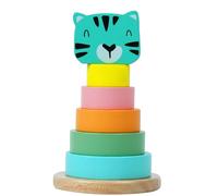 Little Frog Toys Wooden Cat Stacking Toy Puzzles for 1 Year Olds, Toddler Tower Sensory Toy, 7-Piece Set Bright Stacking Rings, Montessori Wooden Baby Toys for Ages 1+ Boys & Girls