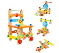 Little Frog Toys Wooden DIY Chair, Nuts and Bolts Construction Toys Set, Multifunctional Assembling Kids Chair, Sensory Toys for Toddlers, Montessori Toys, Educational Toys for 3+ Year Olds