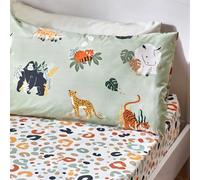 little furn. Wildlife Animal Print Fitted Bed Sheet, Multi/Green