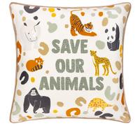 Little Furn. Wildlife Save Our Animals Piped Polyester Filled Cushion
