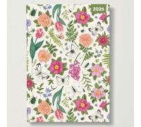 Little Garden - 2026 Red Robin A5 Padded Diary Planner Floral Nature Sketches