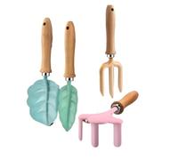 Little Gardener Tool Set Kids Garden Shovel Rake Fork with Sturdy Wooden Handle Mini Garden Tools for Kids Gardening Set(Petal shaped rake)