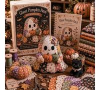 Little Ghost’s Cozy Halloween DIY Patchwork Kit, 2026 New Cute Ghost Plush Sewing Craft Kit with Pre-Cut Fabrice,Stuffing & Accessories, Handmade Halloween Decor Project for Beginners，F