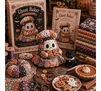 Little Ghost’s Cozy Halloween DIY Patchwork Kit, 2026 New Cute Ghost Plush Sewing Craft Kit with Pre-Cut Fabrice,Stuffing & Accessories, Handmade Halloween Decor Project for Beginners，E