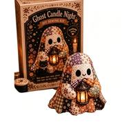 Little Ghost’s Cozy Halloween DIY Patchwork Kit, Cute Ghost Plush Sewing Craft Kit with Pre-Cut Cotton Fabrics,Patterns & Accessories, Handmade Halloween Decor Project for Beginners (#D)