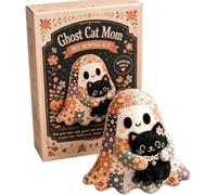 Little Ghost’s Cozy Halloween DIY Patchwork Kit, Retro Cute Ghost Patchwork Sewing Craft Kit with Pre-Cut Fabric Stuffing & Accessories Gift for Adults & Craft Lovers (Ghost Cat Mom)