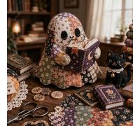 Little Ghost's Cozy Halloween DIY Patchwork Kit, 2026 New Plush Sewing Set | Retro Cute Ghost Patchwork Sewing Craft Kits, Pre-Cut Handmade Spooky Fall Decor Gift for Beginner Craft Lover (Bookstore)