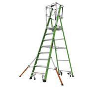 Little Giant Ladders 8 Tread Safety Cage Series 2 Work Platform, Non Conductive Hi Viz Green Fibreglass, Enclosed Safety Cage Work Platform, EN131-7
