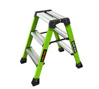 Little Giant Ladders, Sure Step, 3-Step, Double-Sided Step Stool, Fiberglass, (11953), Type 1AA, 375 lbs Weight Rating, Hi-viz Green