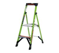 Little Giant Mighty Lite 2 Tread Step Ladder - Lightweight Fibreglass Multi-Purpose Ladder With Tool Tray & Ground Cue, 150Kg Load