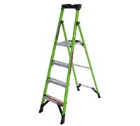 Little Giant Mighty Lite 4 Tread Step Ladder - Lightweight Fibreglass Multi-Purpose Ladder With Tool Tray & Ground Cue, 150Kg Load