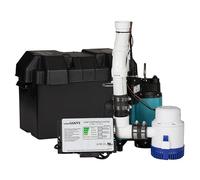 Little Giant SPBS-12HF-10 12 Amp, Complete Battery Backup Sump System with Controller, 115-Volt 4020 GPH Primary and 12-Volt 3180 GPH Secondary Pump, Switch and Fittings, Black/Blue, 506410