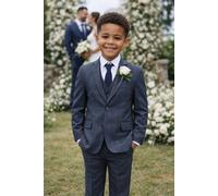 Little Giants Boy's Dark Grey Fine Check 5 Piece Childs Suit 'Billy' | Size: 10 Years Little Giants Dark Grey 10 Years