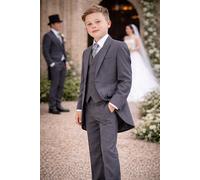 Little Giants Boy's Edward - 5 Piece Grey Tail Coat Suit in Dark Grey | Size: 12 Years Little Giants Dark Grey 12 Years