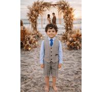 Little Giants Boy's Finn - Herringbone Shorts Suit in Light Brown | Size: 12-18 m Little Giants Light Brown 12-18 m