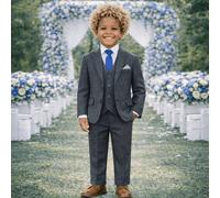 Little Giants Boy's John Herringbone 5 Piece Suit in Dark Grey | Size: 12-18 m Little Giants Dark Grey 12-18 m