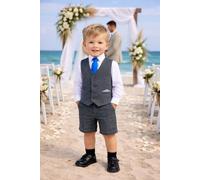 Little Giants Boy's John Herringbone Shorts Suit in Dark Grey | Size: 12-18 m Little Giants Dark Grey 12-18 m