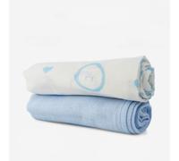 Little Giggles Co.® Large Muslin Cloths for Baby 60 x 60cm - Two Muslins Pack, Swaddle Blanket for 0-3 months, Essentials for Newborn, Receiving Blankets (Blue Walrus)
