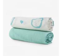 Little Giggles Co.® Muslin Cloths for Baby Gifts - Large 60x60cm 2 Pack of 100% Cotton Squares, Burp Cloths for Newborn Essentials, Must Haves for Baby Receiving Blankets (Turquoise Teddy)