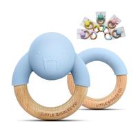 Little Giggles Co.® Teething Toys for Baby Boy Gifts - Teething Ring & Sensory Rattle, Easy Grip Teethers for Infants, Baby Toys for 4 Months+, Newborn Essentials for Teething Relief (Blue Walrus)