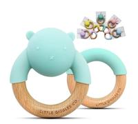 Little Giggles Co.® Teething Toys for Baby Gifts - Teething Ring & Sensory Rattle, Easy Grip Teethers for Infants, Baby Toys for 4 Months+, Newborn Essentials for Teething Relief (Turquoise Teddy)
