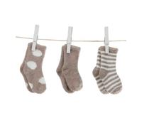 Little Giraffe Box of Socks 6 Pairs Gift Set - Dot/Solid/Stripe 2 Pairs Each (Flax)