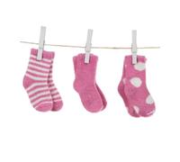 Little Giraffe Box of Socks 6 Pairs Gift Set - Dot/Solid/Stripe 2 Pairs Each (Raspberry)
